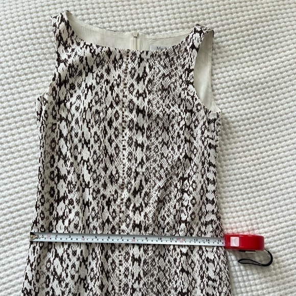 Max Mara | Brown & White Cotton Blend Round Neck Sleeveless Back Zip Dress - Picture 7 of 9